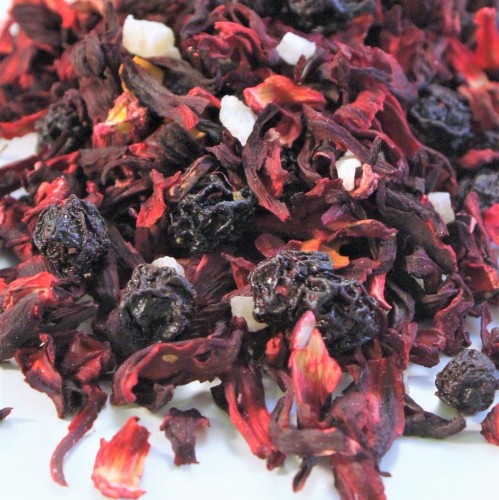 HERBATA owocowa liściasta WIŚNIE W RUMIE NATURALNA 50g HIBISKUS