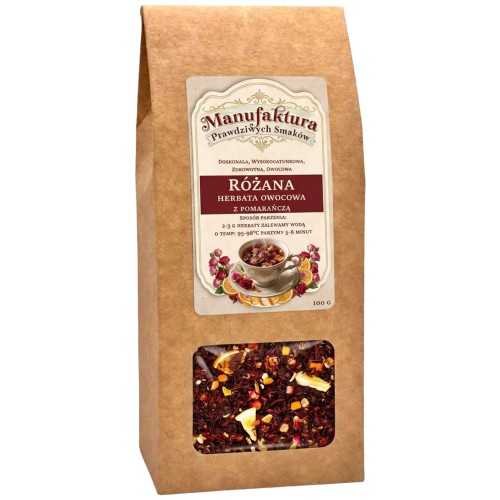 HERBATA OWOCOWA NATURALNA RÓŻA Z POMARAŃCZĄ 100g Aromatyczna HIBISKUS