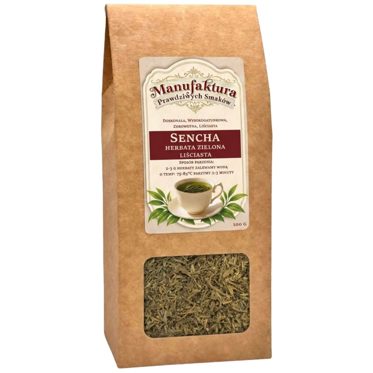 HERBATA ZIELONA LIŚCIASTA SENCHA 100g Naturalna Aromatyczna Premium