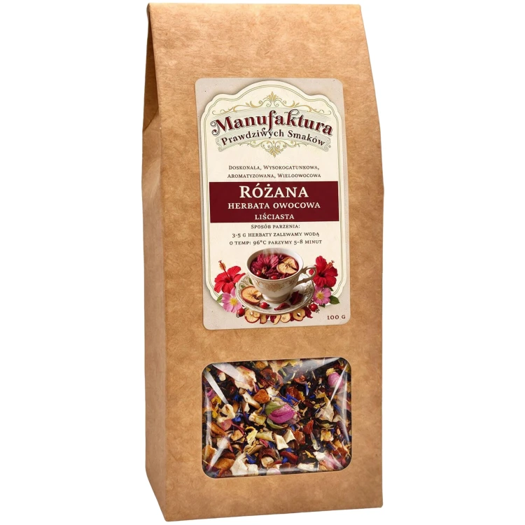 HERBATA OWOCOWA NATURALNA RÓŻANA 100g Aromatyczna WIELOOWOCOWA