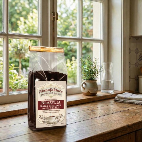 KAWA MIELONA BRAZYLIA 50g 100% ARABICA ŚWIEŻO MIELONA MONTE CARMELO