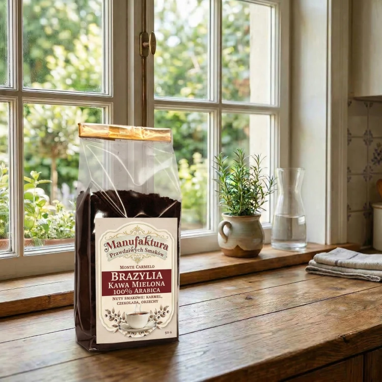 KAWA MIELONA BRAZYLIA 50g 100% ARABICA ŚWIEŻO MIELONA MONTE CARMELO