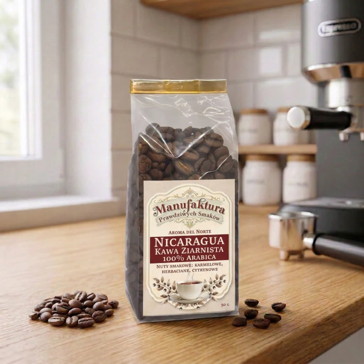KAWA ZIARNISTA NIKARAGUA 50g 100% ARABICA ŚWIEŻO PALONA AROMA DEL NORTE