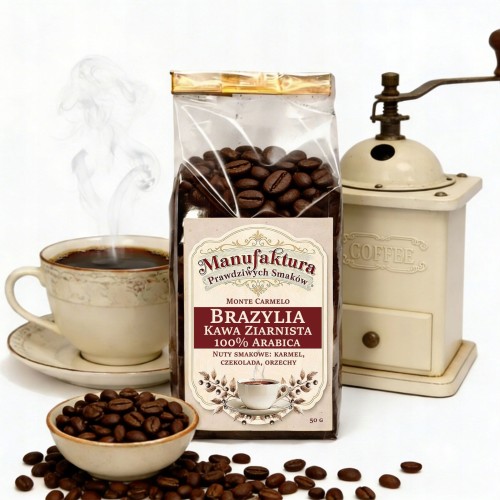 KAWA ZIARNISTA BRAZYLIA 50g 100% ARABICA ŚWIEŻO PALONA MONTE CARMELO