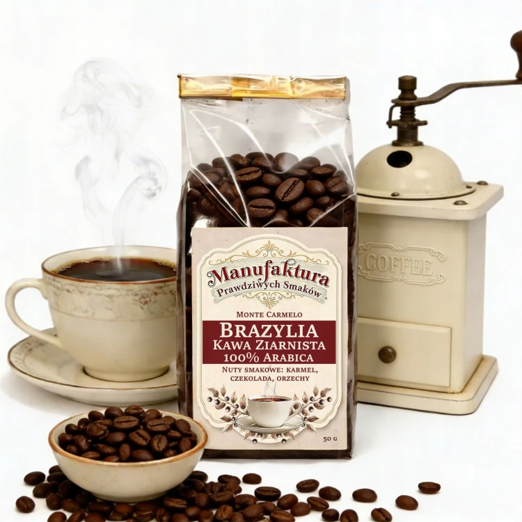KAWA ZIARNISTA BRAZYLIA 50g 100% ARABICA ŚWIEŻO PALONA MONTE CARMELO