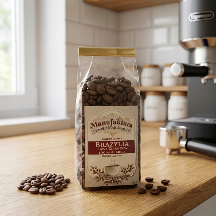 KAWA ZIARNISTA BRAZYLIA 50g 100% ARABICA ŚWIEŻO PALONA MONTE CARMELO