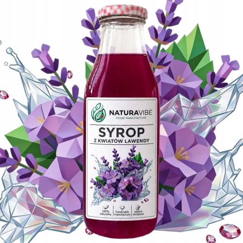 SYROP LAWENDOWY DOMOWY Z KWIATÓW LAWENDY 500 ml 100% NATURA RZEMIEŚLNICZY