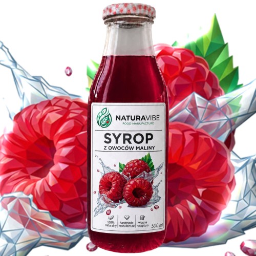 SYROP MALINOWY DOMOWY Z OWOCÓW MALINY 500 ml 100% NATURA RZEMIEŚLNICZY