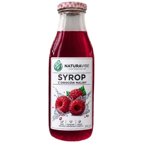 SYROP MALINOWY DOMOWY Z OWOCÓW MALINY 500 ml 100% NATURA RZEMIEŚLNICZY
