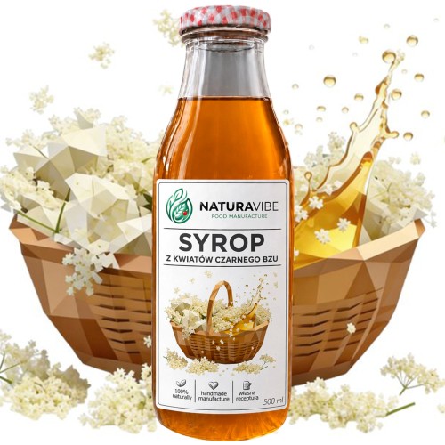 SYROP Z KWIATÓW CZARNEGO BZU DOMOWY 500 ml 100% NATURA RZEMIEŚLNICZY