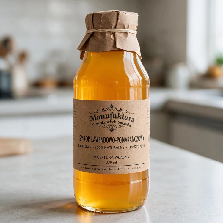 SYROP LAWENDOWO-POMARAŃCZOWY 330ml 100% NATURALNY MANUFAKTURA PRAWDZIWYCH SMAKÓW