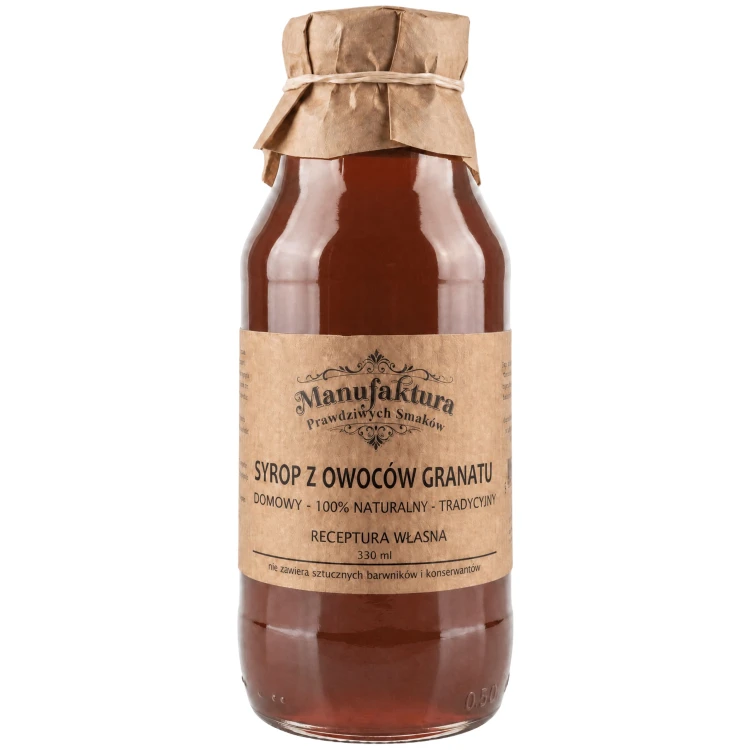 SYROP Z OWOCÓW GRANATU 330ml 100% NATURALNY MANUFAKTURA PRAWDZIWYCH SMAKÓW