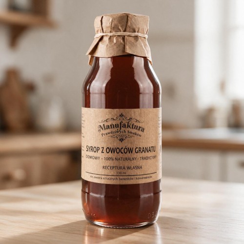 SYROP Z OWOCÓW GRANATU 330ml 100% NATURALNY MANUFAKTURA PRAWDZIWYCH SMAKÓW