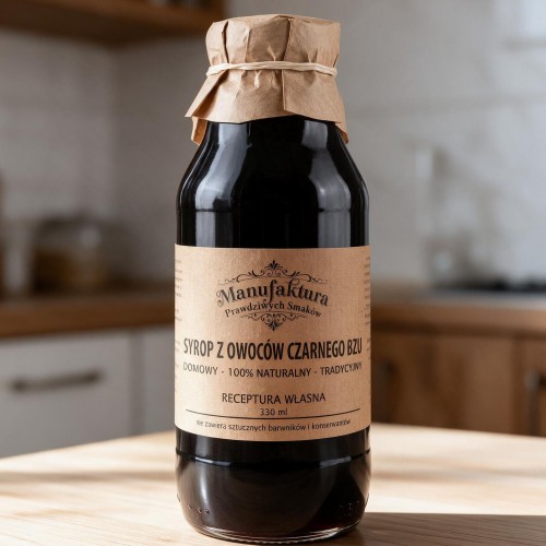 SYROP Z OWOCÓW CZARNEGO BZU 330ml 100% NATURALNY MANUFAKTURA PRAWDZIWYCH SMAKÓW