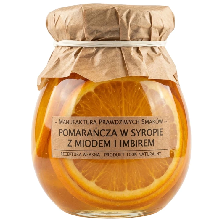 POMARAŃCZE AROMATYCZNE PLASTRY W SYROPIE Z MIODEM I IMBIREM 100% NATURA
