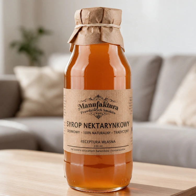 SYROP NEKTARYNKOWY 330ml 100% NATURALNY MANUFAKTURA PRAWDZIWYCH SMAKÓW